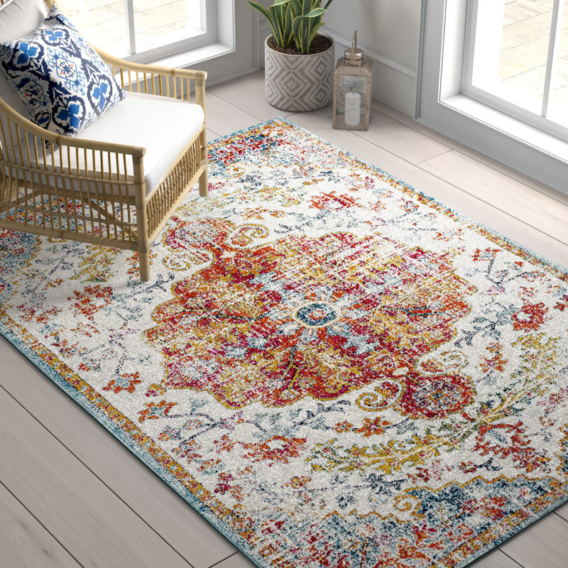 Mistana™ Hillsby Performance Beige/Teal Rug & Reviews Wayfair